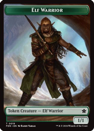 Elf Warrior // Cat (001) Doubled-Sided Token (FDN-19 // 1) - Foundations Foil