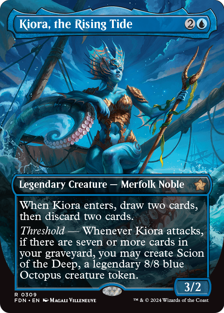 Kiora, the Rising Tide (Borderless) (FDN-309) - Foundations Foil