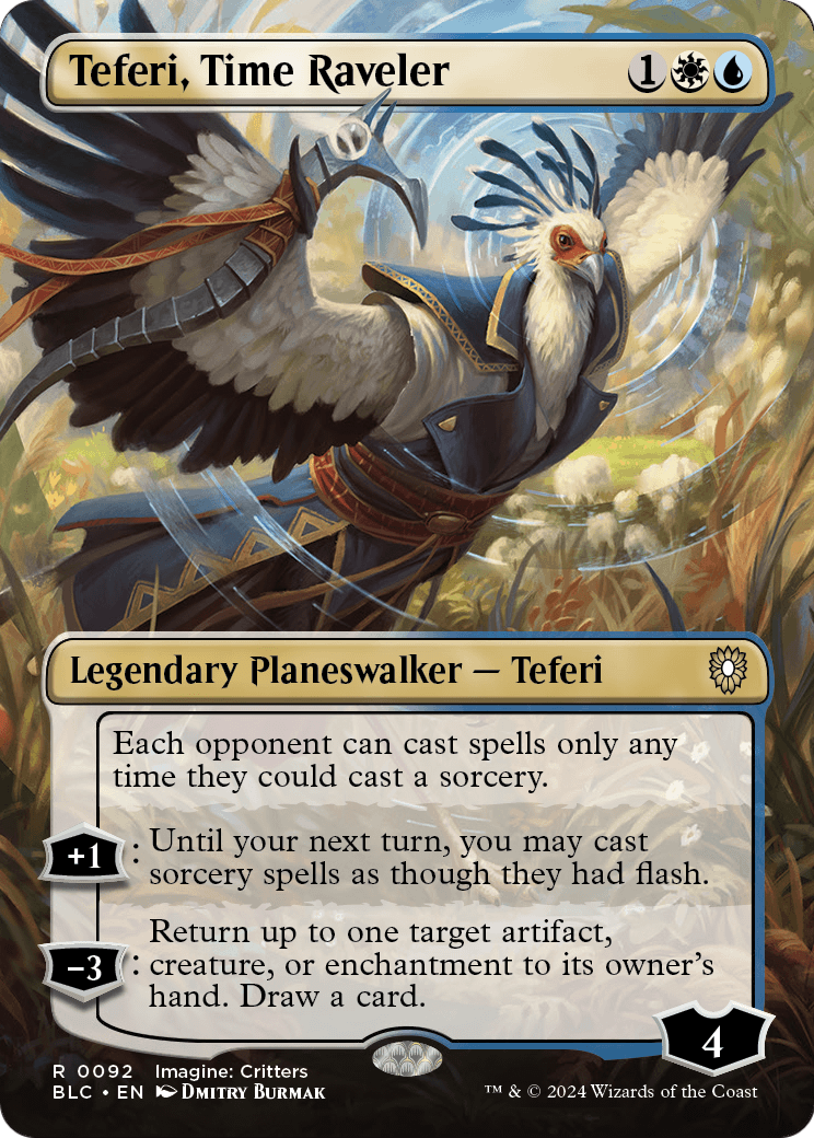 Teferi, Time Raveler (Borderless) (BLC-092) - Bloomburrow Commander