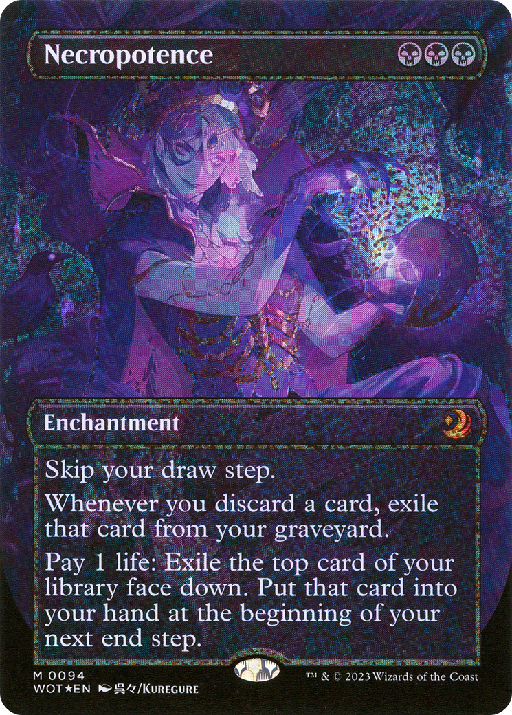Necropotence (Anime Borderless) (Confetti Foil) (WOT-094) - Wilds of Eldraine: Enchanting Tales Foil