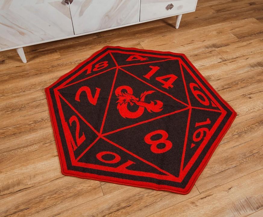 D&D Red D20 Dice Printed Area Rug: 52x45