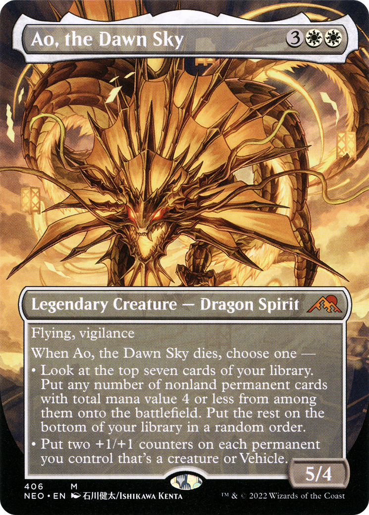 Ao, the Dawn Sky (Borderless) (NEO-406) - Kamigawa: Neon Dynasty Foil