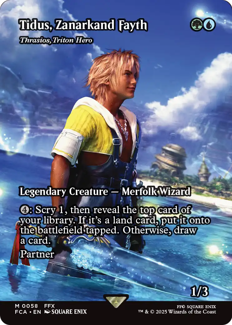 Tidus, Zanarkand Fayth - Thrasios, Triton Hero (Showcase) (FCA-058) - FINAL FANTASY: Through the Ages / Tidus, Zanarkand Fayth (Borderless) Foil