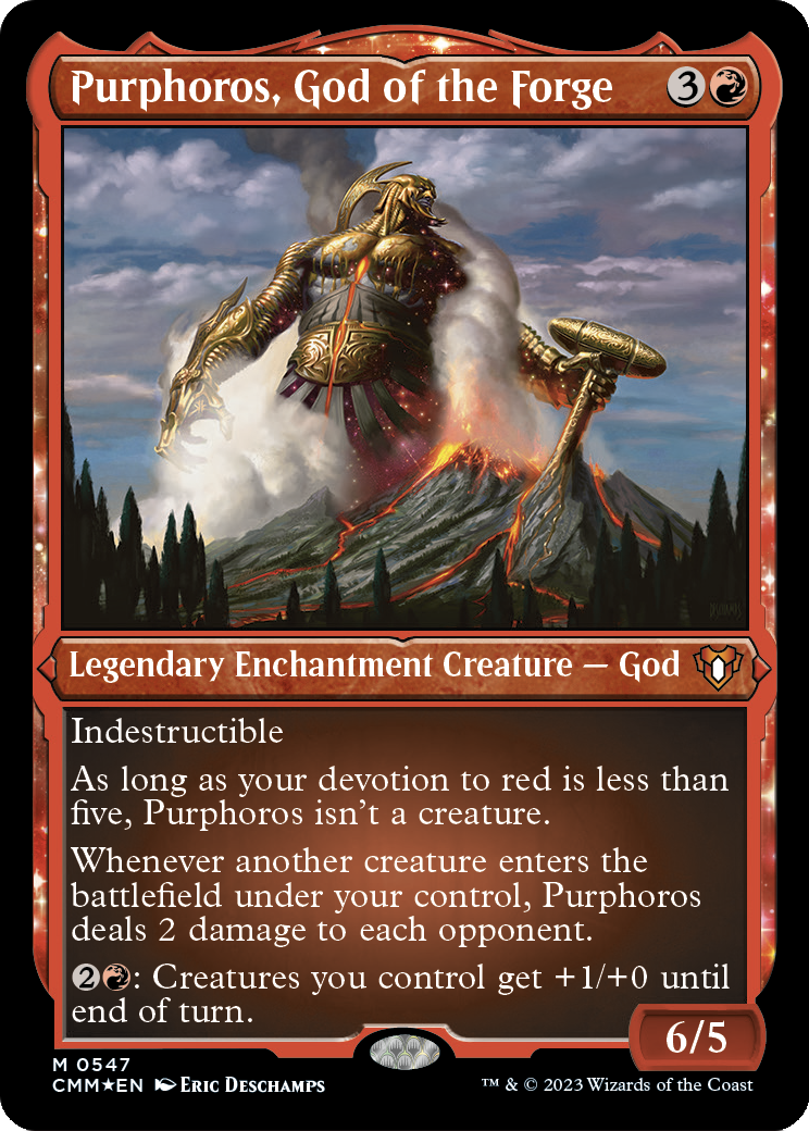 Purphoros, God of the Forge (Foil Etched) (CMM-547) - Commander Masters: (enchantment) Foil