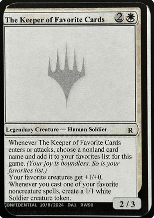 The Keeper of Favorite Cards (-) - Un-Known Event Playtest Cards