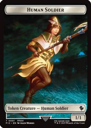 Human Soldier // Hero (0033) Double-Sided Token (Surge Foil) (FIC-1 // 33) - Commander: FINAL FANTASY Foil