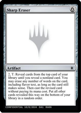 Sharp Eraser (-) - Un-Known Event Playtest Cards