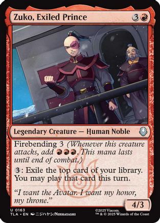 Zuko, Exiled Prince (TLA-163) - Avatar: The Last Airbender Foil