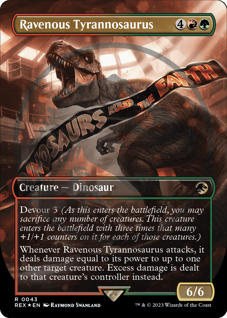 Ravenous Tyrannosaurus (Borderless) (Emblem) (REX-043) - Jurassic World Collection Foil
