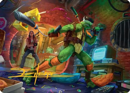 Michelangelo, Game Master Art Card (Gold-Stamped Signature) (ASTMT-013) - Art Series: Teenage Mutant Ninja Turtles