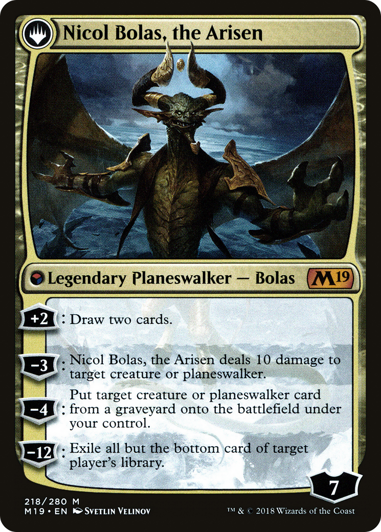 Nicol Bolas, the Ravager // Nicol Bolas, the Arisen (PRE-218S) - Core Set 2019 Promos: (originpwdfc) Foil
