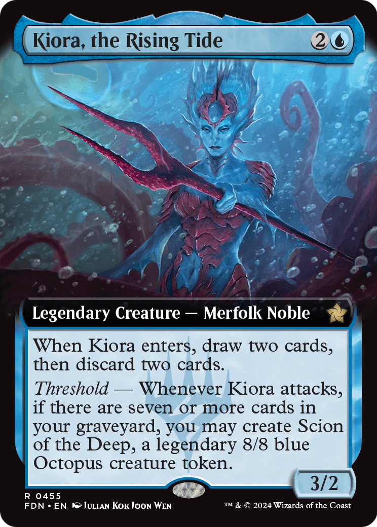 Kiora, the Rising Tide (Extended Art) (FDN-455) - Foundations: (Extended Art) Foil