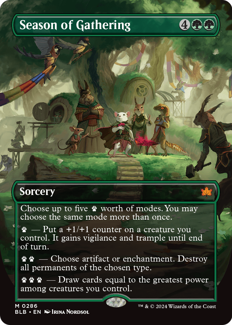 Season of Gathering (Borderless) (BLB-286) - Bloomburrow: (Showcase) Foil