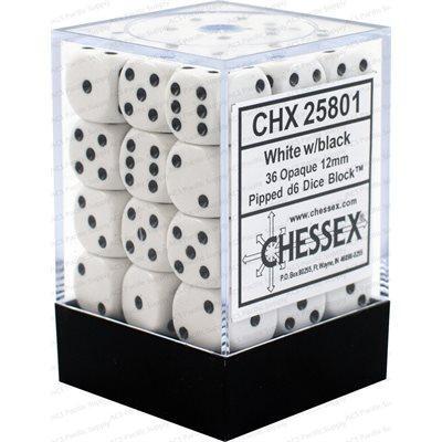 Chessex 36 D6 Opaque White/ Black