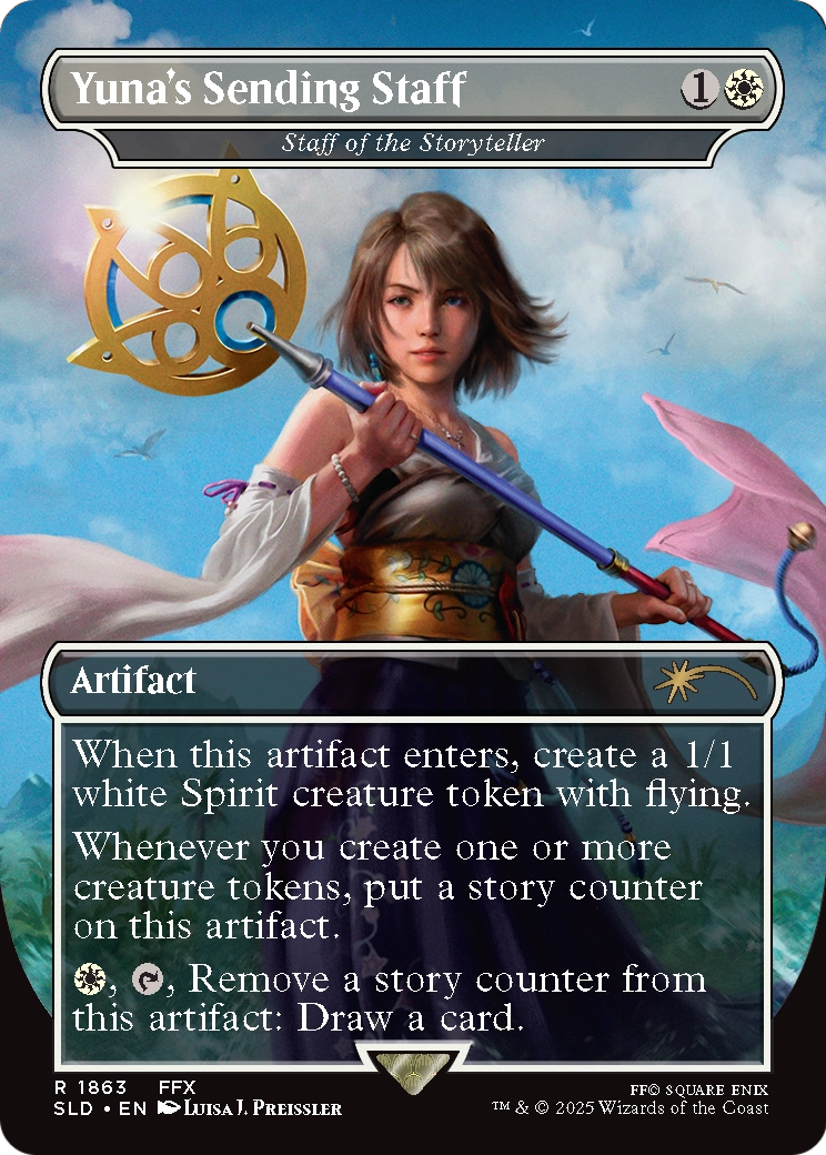 Yuna's Sending Staff - Staff of the Storyteller (SLD-1863) - Secret Lair Drop / Yuna's Sending Staff (Borderless)