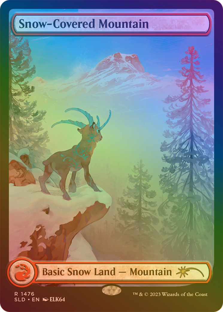Snow-Covered Mountain (1476) (Rainbow Foil) (SLD-1476) - Secret Lair Drop: (Full Art) Foil