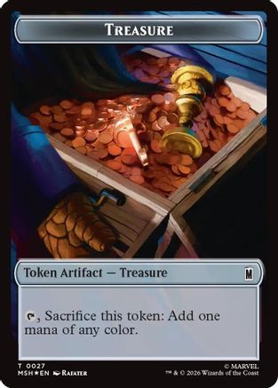 Treasure (0027) // Rogue (0025) Double-Sided Token (Surge Foil) (MSC-27 // 25) - Commander: Marvel Super Heroes Foil