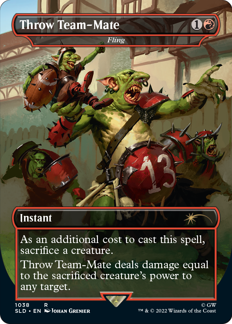 Throw Team-Mate - Fling (Borderless) (SLD-1038) - Secret Lair Drop / Throw Team-Mate Foil
