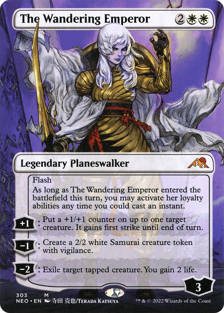 The Wandering Emperor (Borderless) (NEO-303) - Kamigawa: Neon Dynasty Foil