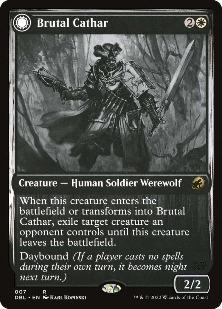Brutal Cathar (DBL-007) - Innistrad: Double Feature: (Double Faced Transform) Foil