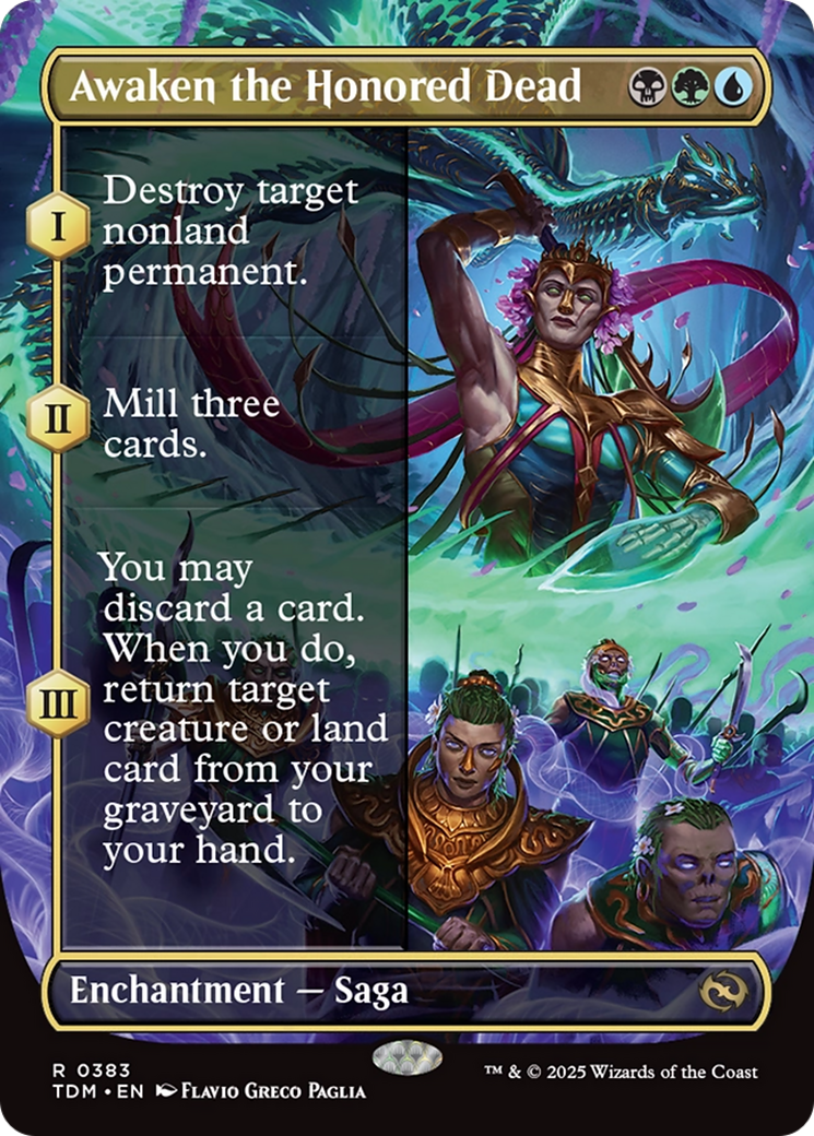 Awaken the Honored Dead (Borderless) (TDM-383) - Tarkir: Dragonstorm: (enchantment) Foil