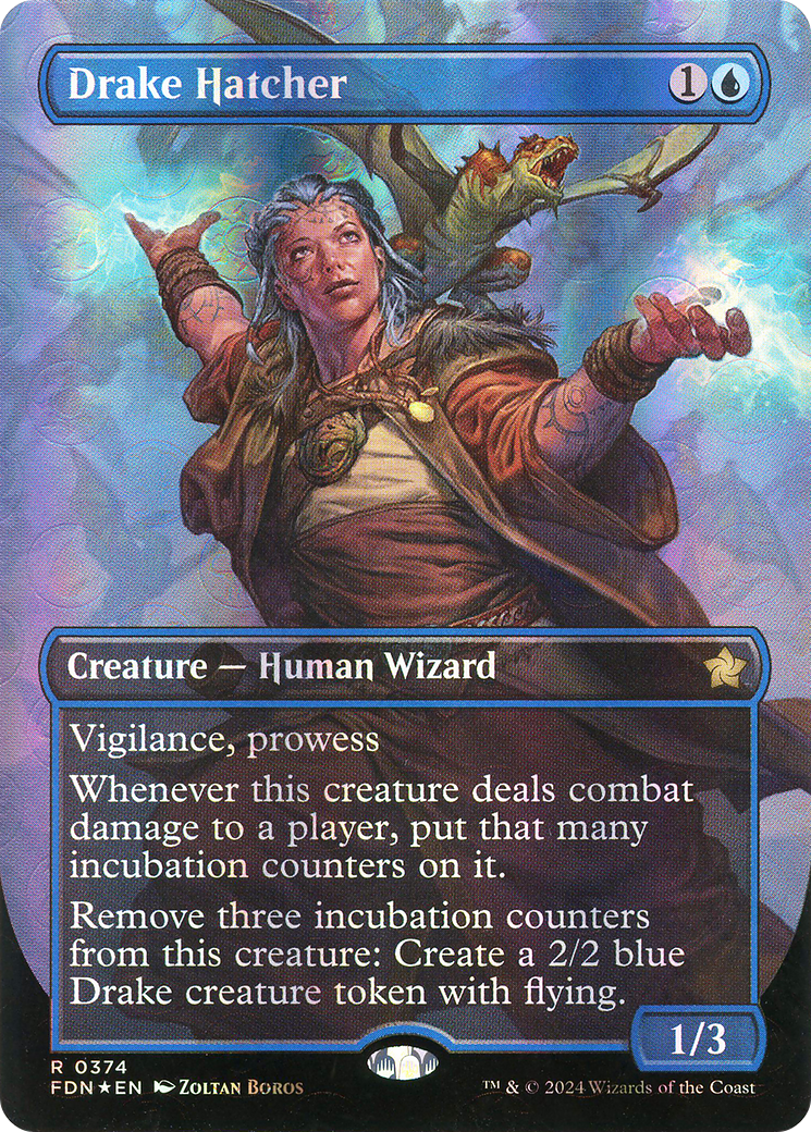 Drake Hatcher (Borderless) (Mana Foil) (FDN-374) - Foundations Foil