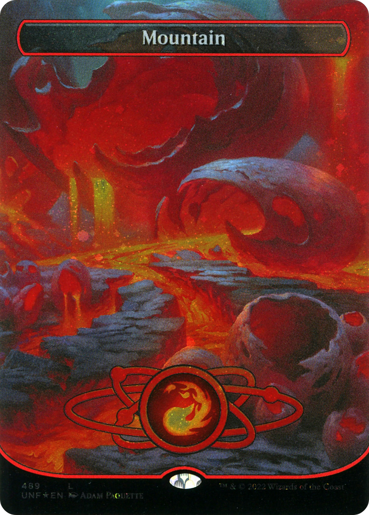 Mountain (489) (Borderless) (Galaxy Foil) (UNF-489) - Unfinity Foil