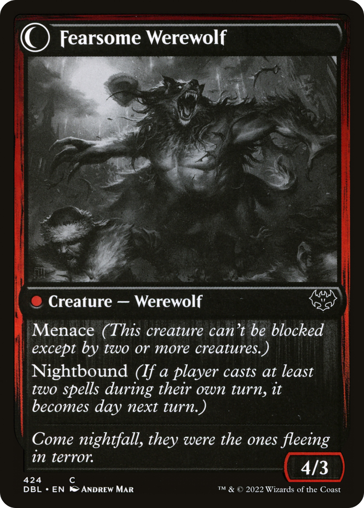 Fearful Villager (DBL-424) - Innistrad: Double Feature: (Double Faced Transform) Foil