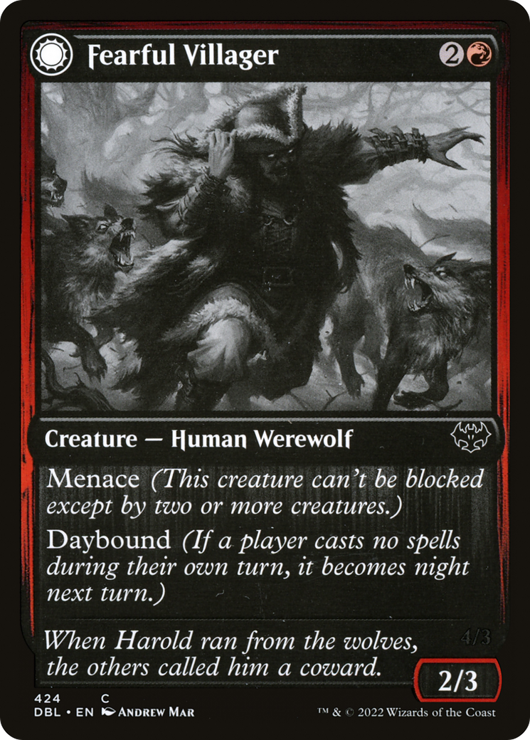 Fearful Villager (DBL-424) - Innistrad: Double Feature: (Double Faced Transform) Foil