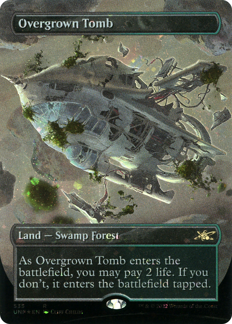 Overgrown Tomb (Borderless) (Galaxy Foil) (UNF-535) - Unfinity Foil