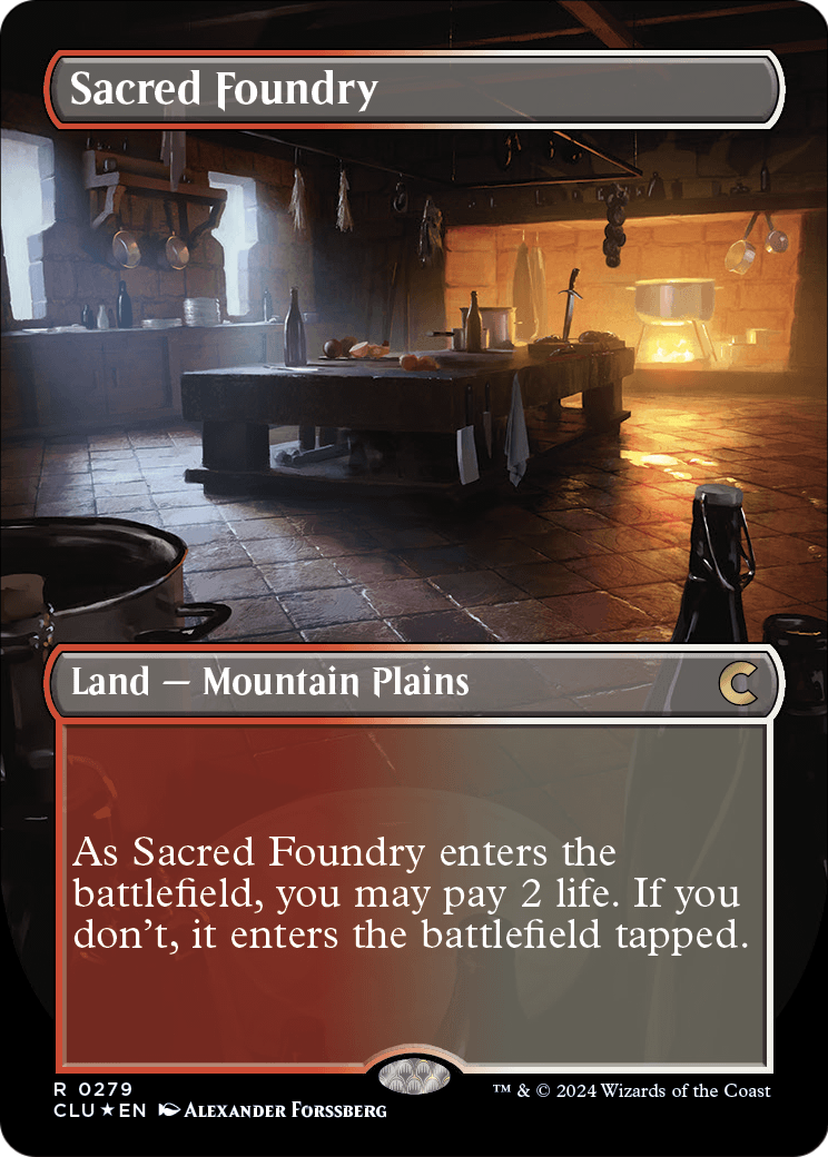 Sacred Foundry (Borderless) (CLU-279) - Ravnica: Clue Edition Foil