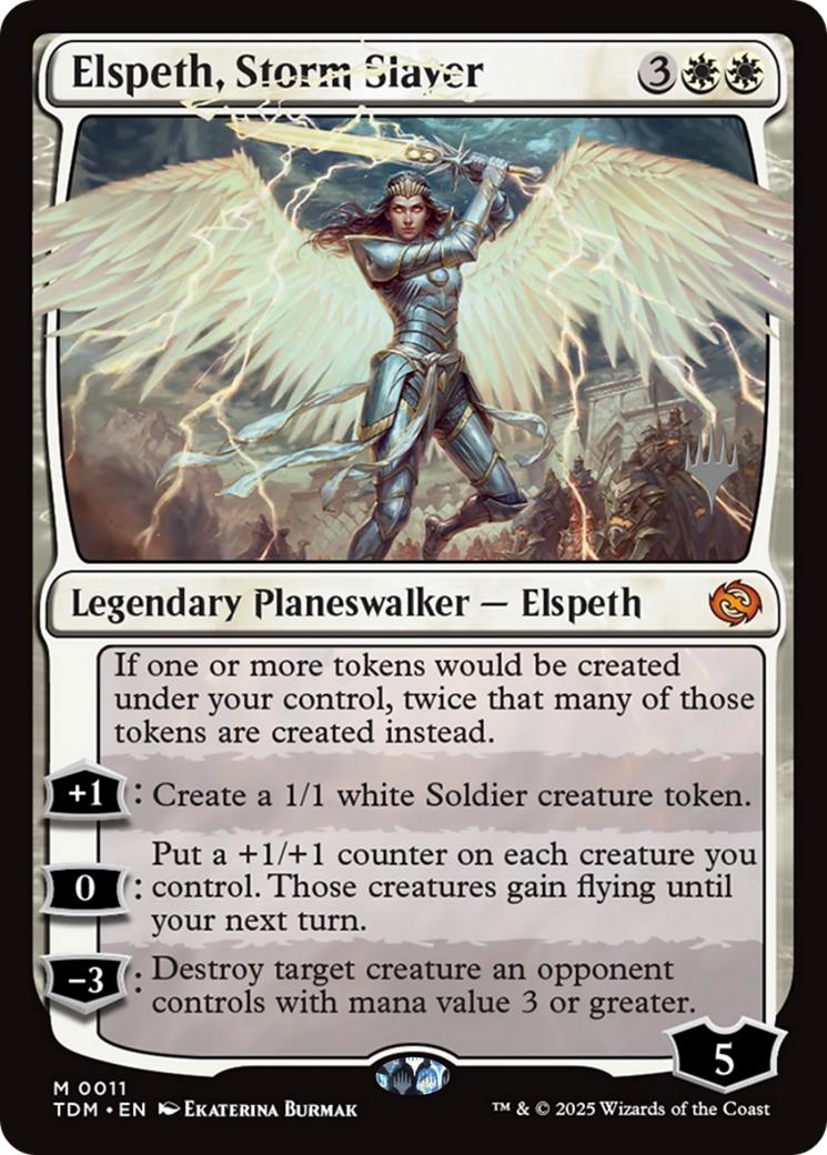 Elspeth, Storm Slayer (PPTDM-011) - Promo Pack: Tarkir: Dragonstorm Foil