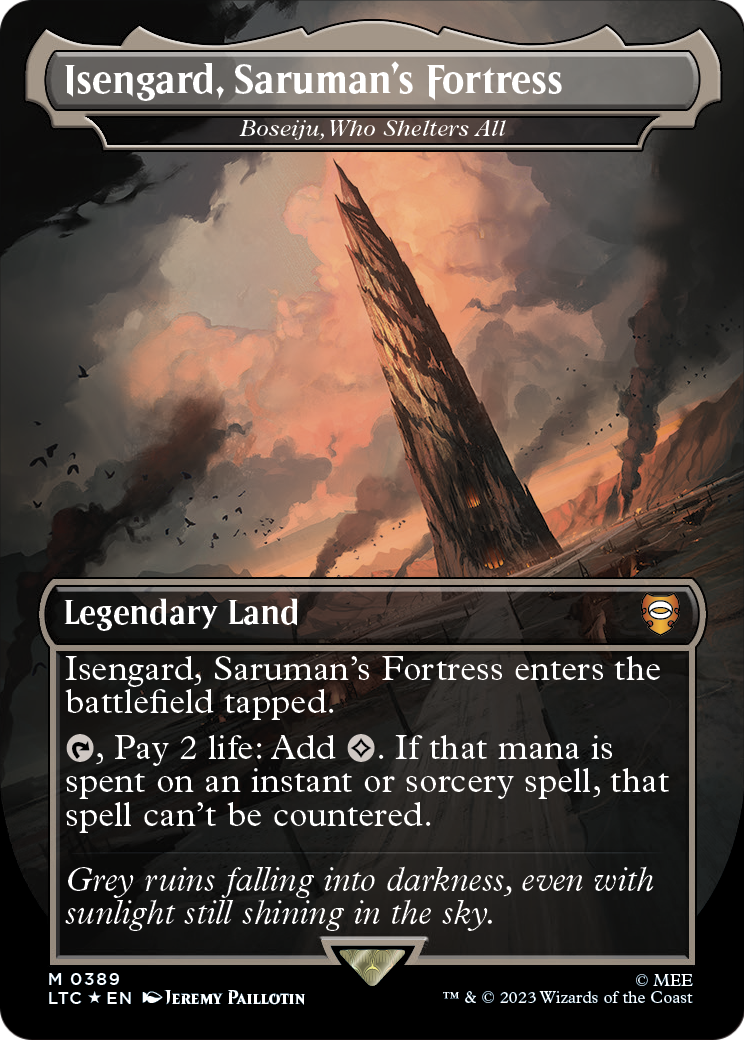 Isengard, Saruman's Fortress - Boseiju, Who Shelters All (Surge Foil) (LTC-389) - Tales of Middle-earth Commander / Isengard, Saruman's Fortress (Borderless) Foil