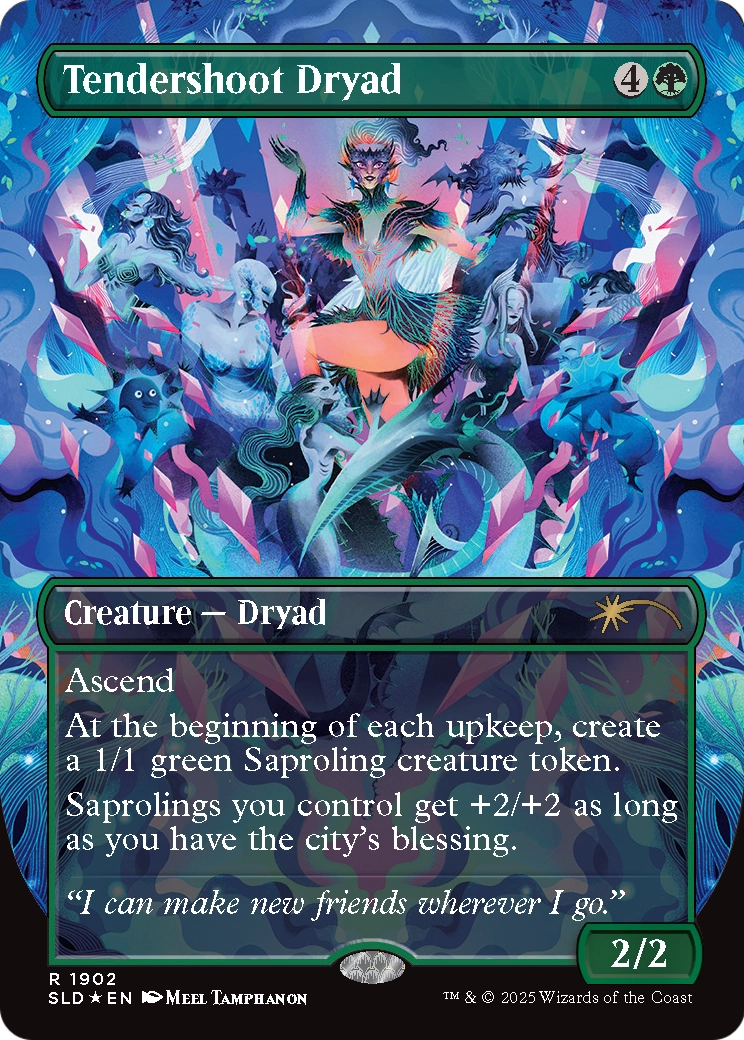 Tendershoot Dryad (Double Rainbow Foil) (SLD-1902) - Secret Lair Drop (Borderless) Foil