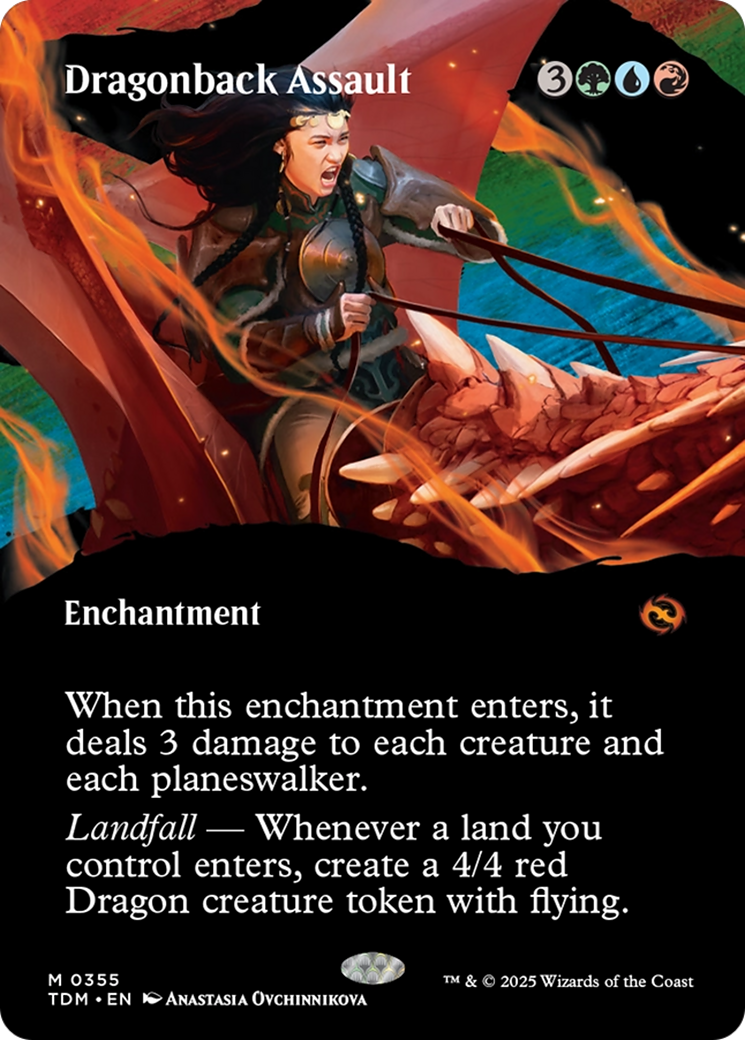 Dragonback Assault (Borderless) (TDM-355) - Tarkir: Dragonstorm: (Showcase, enchantment)