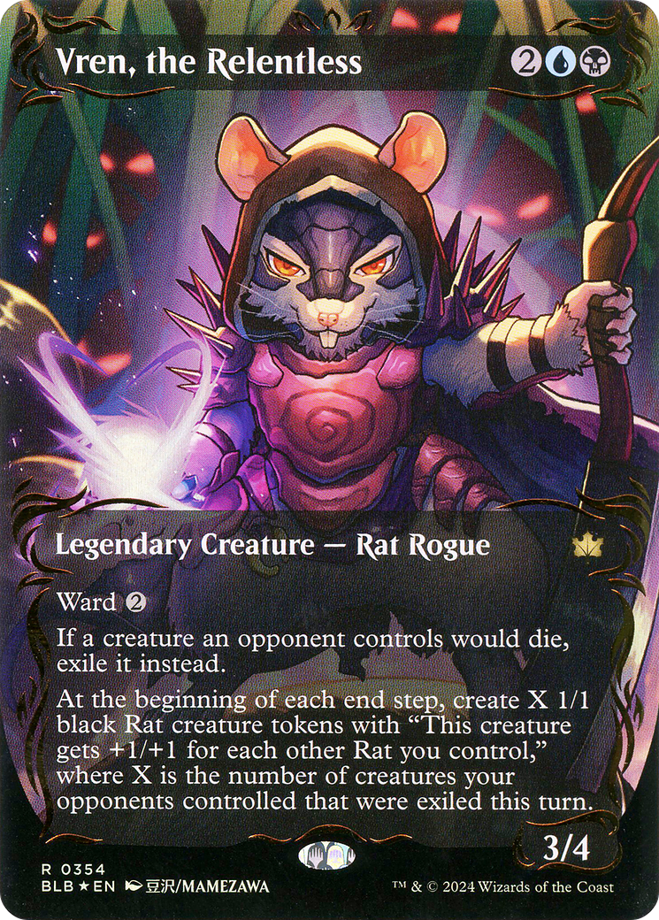 Vren, the Relentless (Borderless) (Raised Foil) (BLB-354) - Bloomburrow: (Showcase) Foil