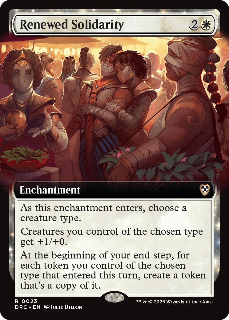 Renewed Solidarity (Extended Art) (DRC-023) - Commander: Aetherdrift: (enchantment, Extended Art)