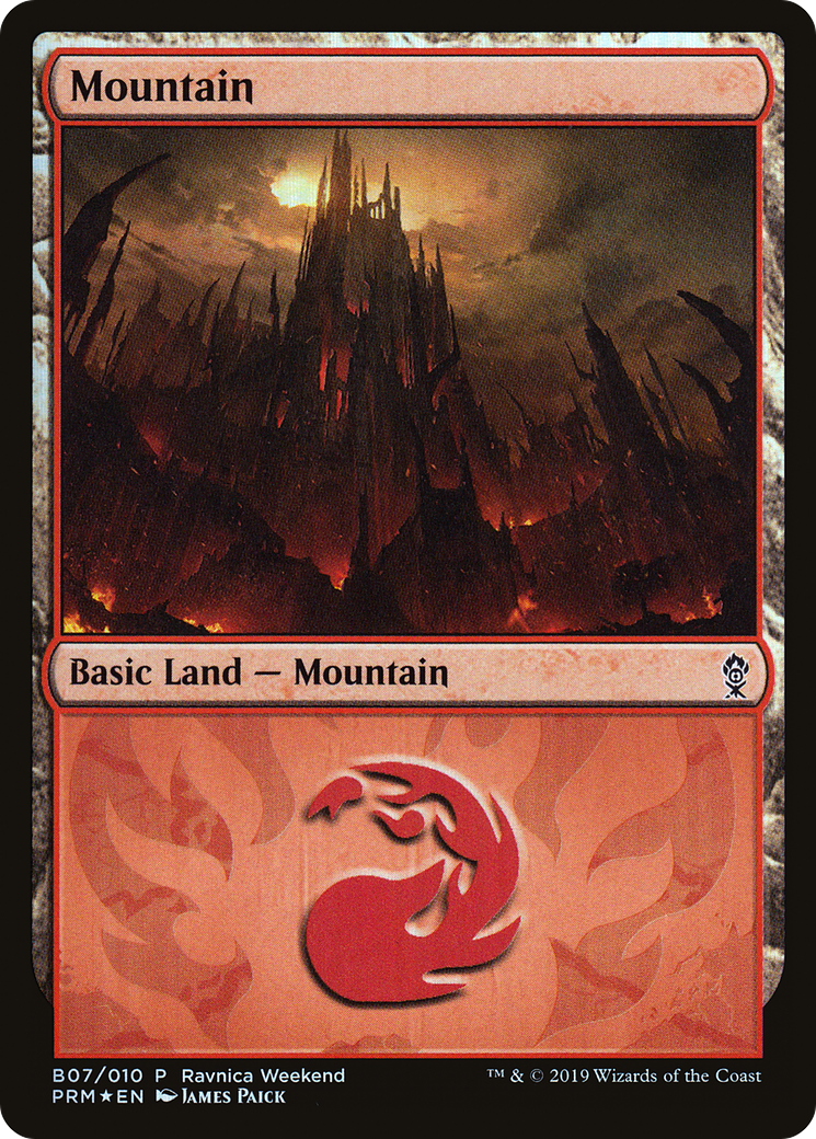 Mountain - Gruul (B07) (LARP-007) - RNA Ravnica Weekend Foil