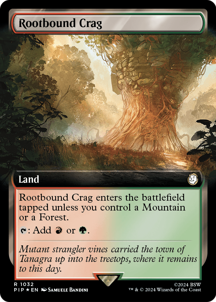Rootbound Crag (Extended Art) (Surge Foil) (PIP-1032) - Fallout: (Extended Art) Foil