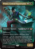 Winter, Cynical Opportunist (Borderless) (DSC-007) - Duskmourn: House of Horror Commander Foil