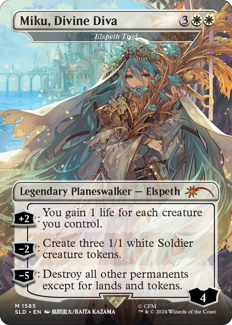 Miku, Divine Diva - Elspeth Tirel (SLD-1585) - Secret Lair Drop / Miku, Divine Diva (Borderless)