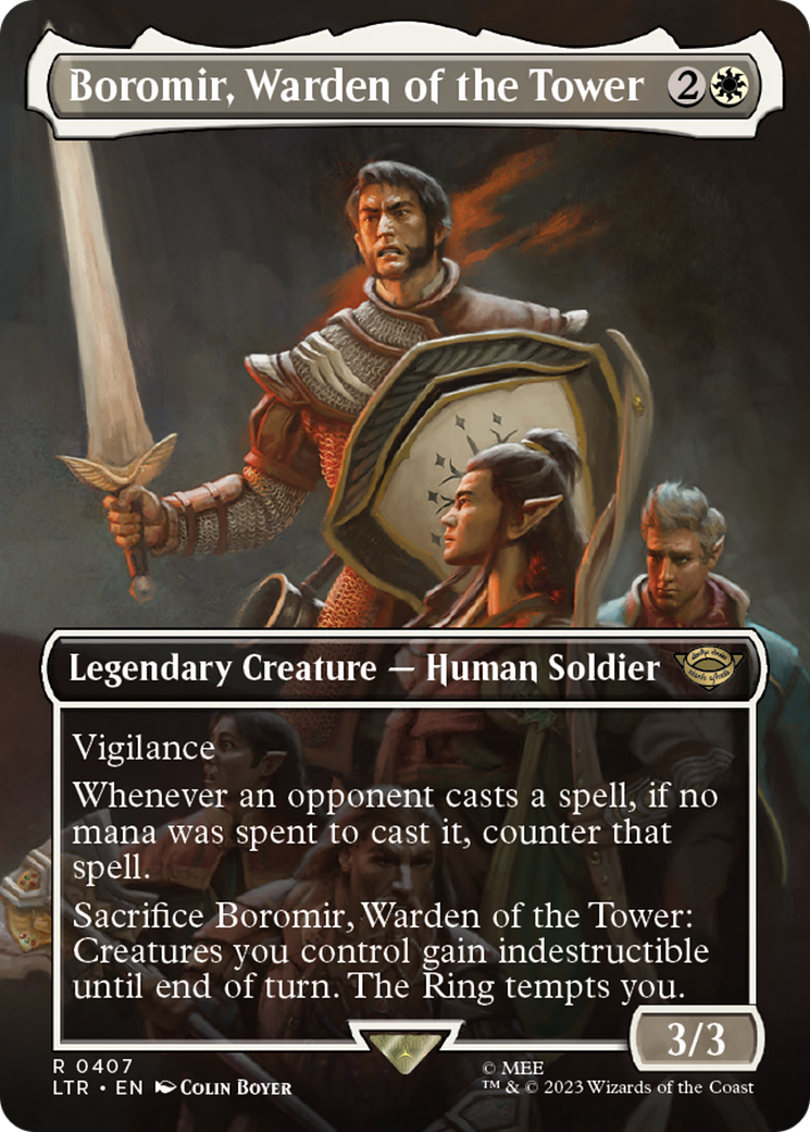 Boromir, Warden of the Tower (Borderless) (LTR-407) - The Lord of the Rings: Tales of Middle-earth Foil