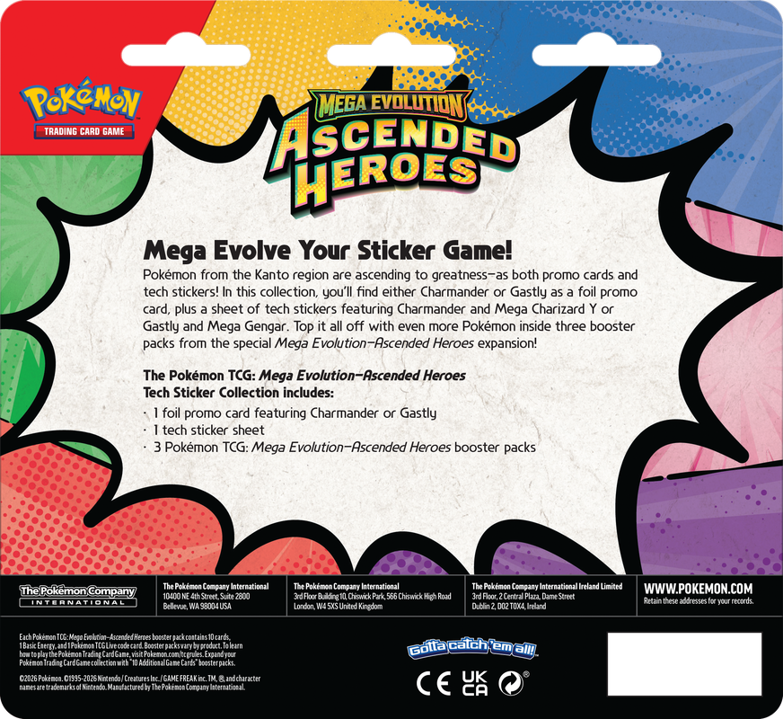 Pokemon TCG: Ascended Heroes Tech Sticker Collection - Charmander/Gastly