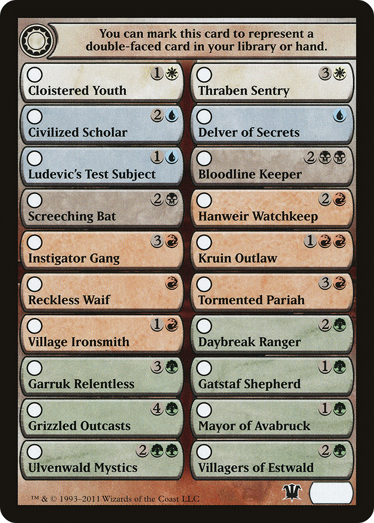 Checklist Card - Innistrad (ISD-) - Innistrad Tokens