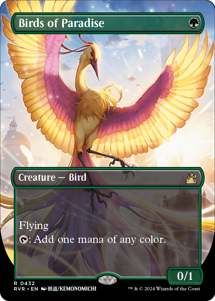 Birds of Paradise (Anime Borderless) (RVR-432) - Ravnica Remastered Foil