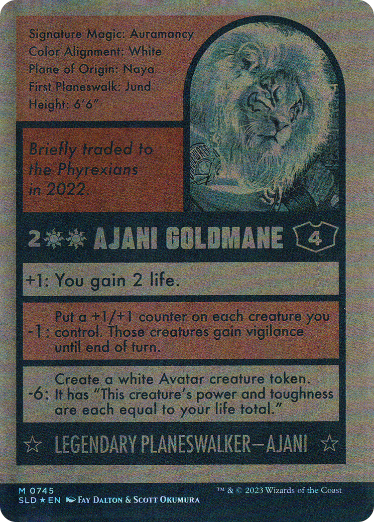 Ajani Goldmane (745) (Autographed) (SLD-745) - Secret Lair Drop: (Full Art) (Borderless) Foil