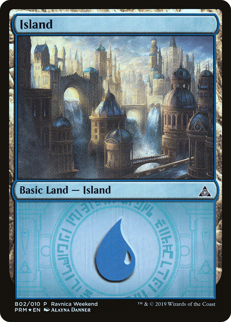 Island - Azorius (B02) (LARP-002) - RNA Ravnica Weekend Foil