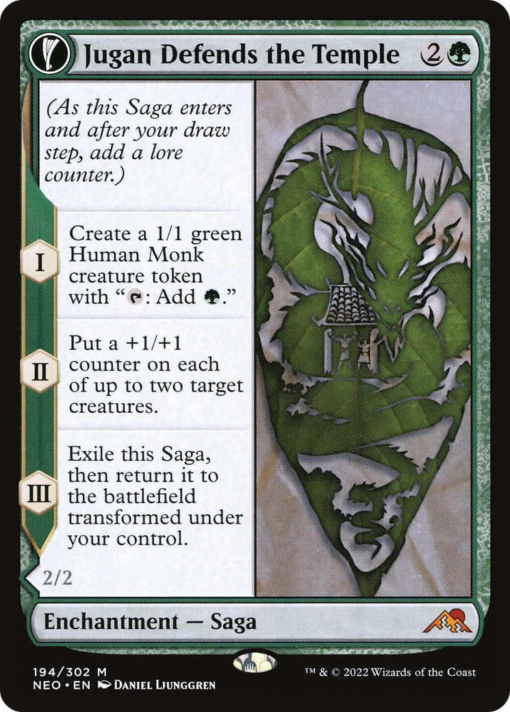 Jugan Defends the Temple (NEO-194) - Kamigawa: Neon Dynasty: (fandfc, enchantment) Foil
