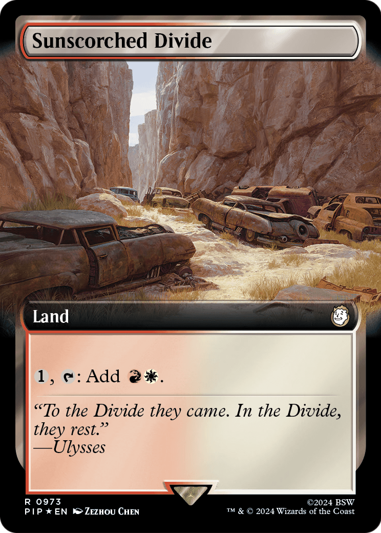 Sunscorched Divide (Extended Art) (Surge Foil) (PIP-973) - Fallout: (Extended Art) Foil