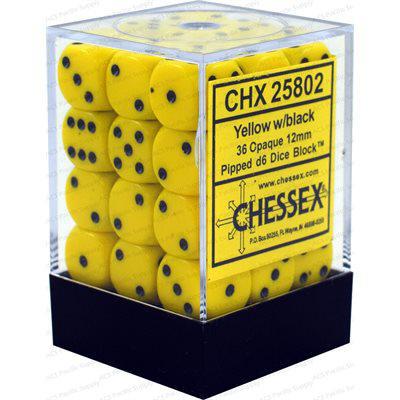 Chessex 36 D6 Opaque Yellow/Black